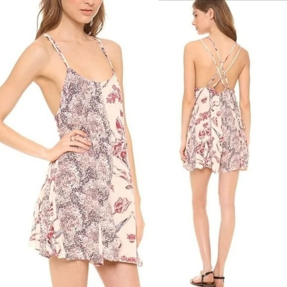 Free People Isabella Floral Mixed Print Romper - size Small